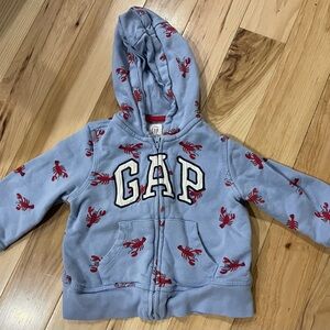 GAP Kids Light Blue Hoodie with Red Lobster Design